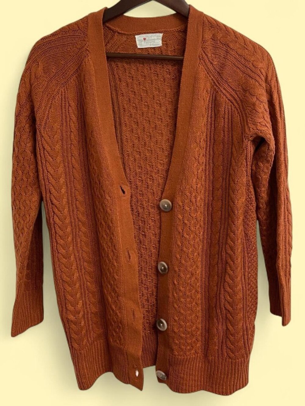 Women's Orange Cardigan Boutique Brand Small Burnt Orange Poof Apparel Casual